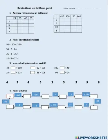 Reizināšana un dalīšana galvā 