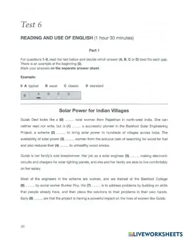 CAE Test 6 R&U P1 ADAPTED