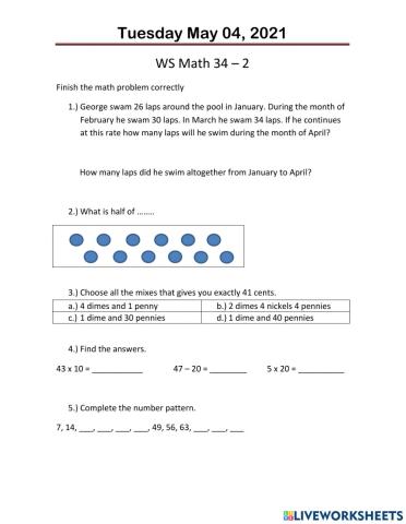 Math worksheet
