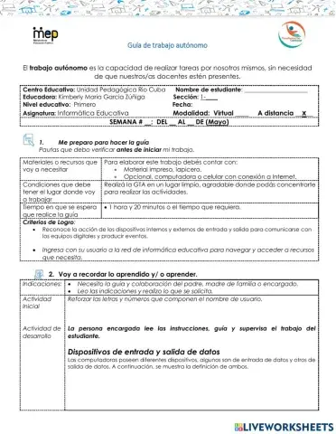 Partes internas y externas de la computadora