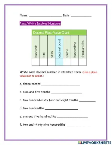 Read-Write Decimals