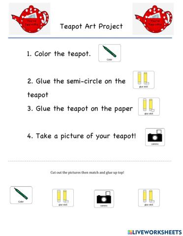 Art worksheet for Teapot