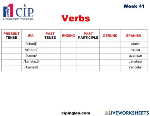 Verbs and Laundry Week 41