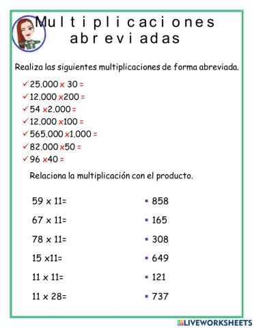 Multiplicaciones abreviadas