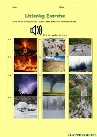 Listening Exercise (Natural Disasters)