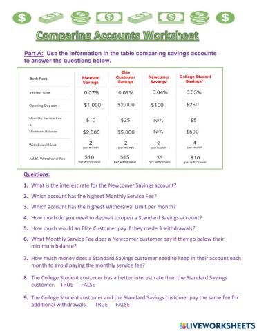 Comparing Bank Accounts