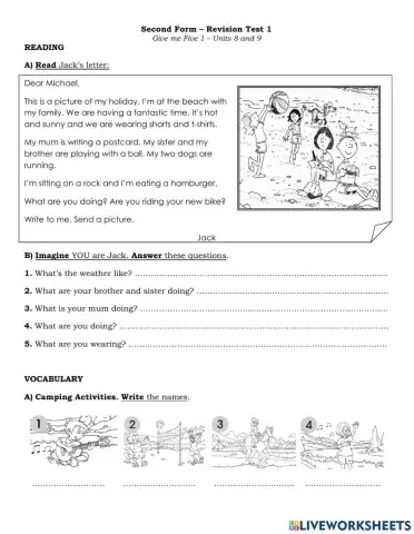 Give me five 1 Units 8-9 Revision test