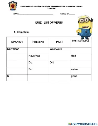 List of verbs