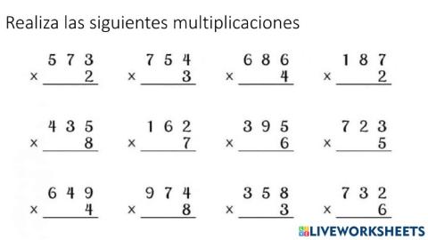 Multiplicaciones por una cifra 2