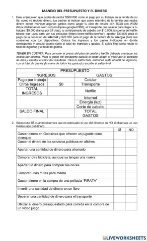 Manejo del dinero y el presupuesto