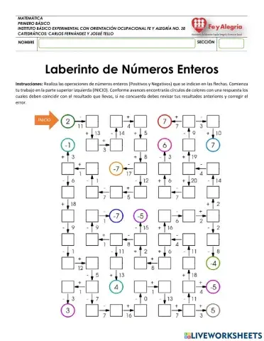 Suma y Resta de Números Enteros