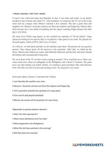 Past Simple - reading comprehention