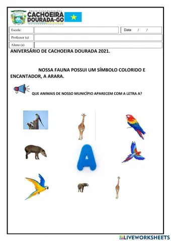 Animais com a letra A