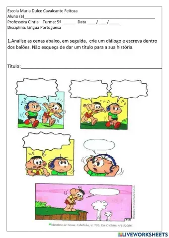 Atividade história em quadrinho