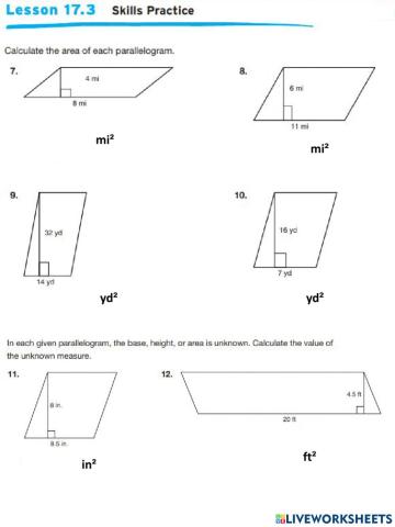 Area of Parallelograms