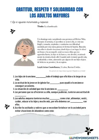 Gratitud, respeto y solidaridad con los adultos mayores