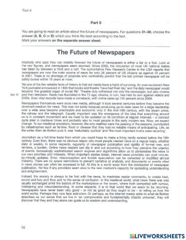 CAE Test 6 R&U P2 ADAPTED