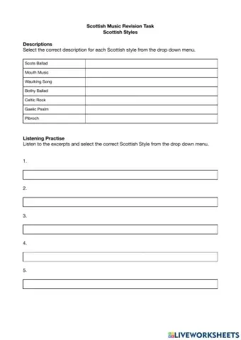 National 4 and 5 Scottish Music Styles