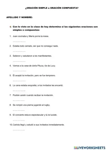 Oración simple y compuesta