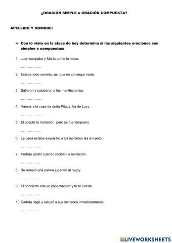 Oración simple y compuesta