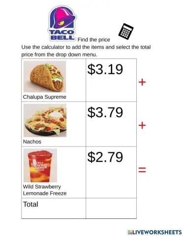 Find the Price Taco Bell