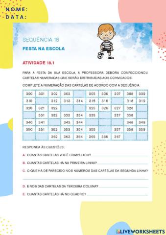 Sequência Numérica de 300 a 369 (EMAI 2º ANO)