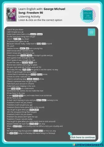 Learn English with George Michael- Song: Freedom 90