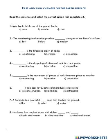 Changes on Earth surface
