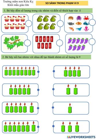 So sánh số lượng trong phạm vi 9