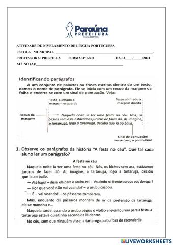 Nivelamento Lingua Portuguesa