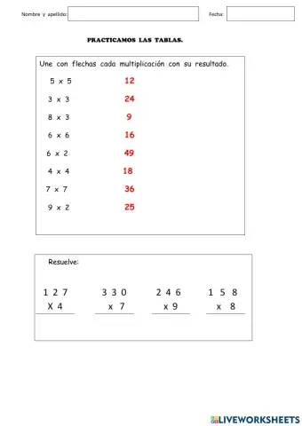 Repasamos  multiplicaciones