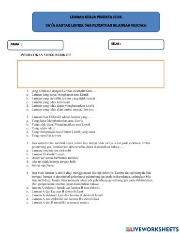 Daya Hantar Listrik dan Penentuan Bilangan Oksidasi