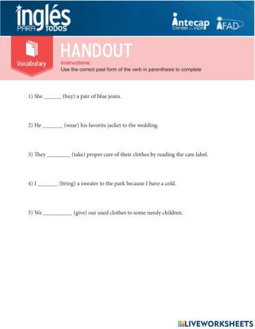 Vocabulary Handout Lesson 2