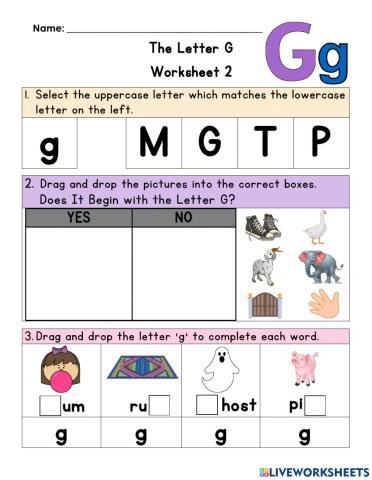 Letter G Worksheet 2