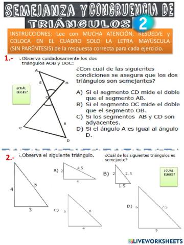 Criterios de congruencia y Semejanza de triángulos