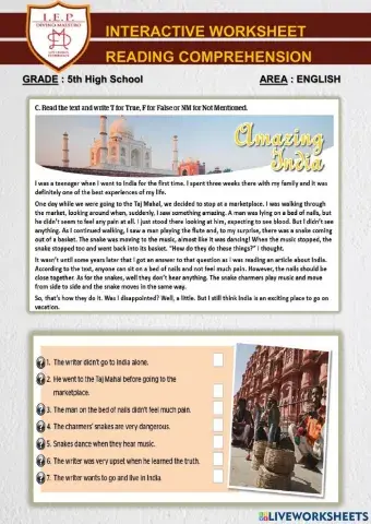 Reading comprehension