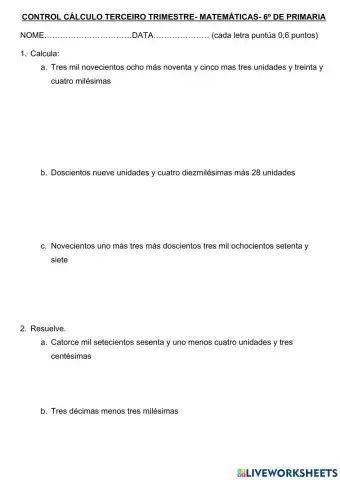 Control matemáticas cálculo