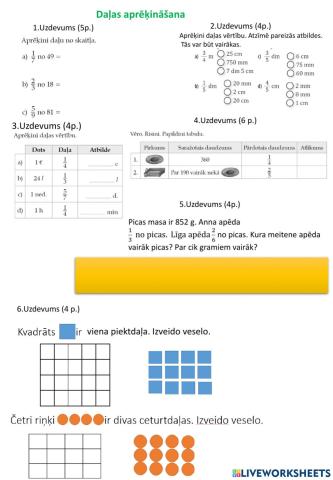 Daļas aprēķināšana