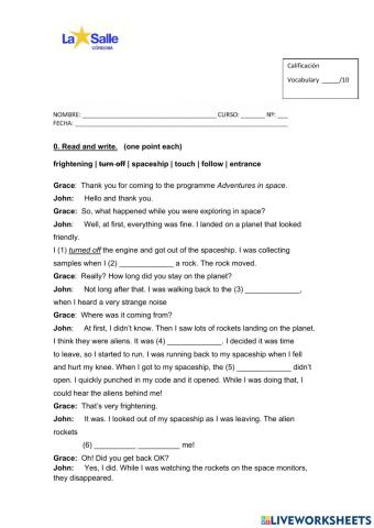 Vocab exam unit 8 cambridge 3rd grade