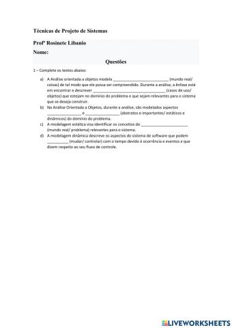 Técnicas de Projeto de Sistemas