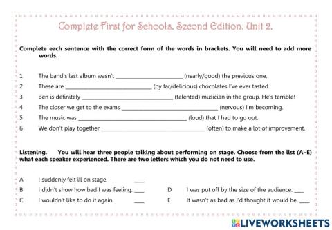 Complete First for Schools 2nd ED Unit 2.