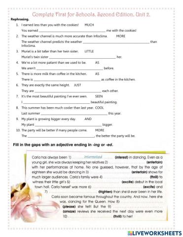 Complete First for Schools 2nd Ed. Unit 2.