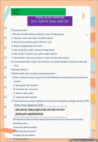 Zat Aditif dan Adiktif serta Psikotropika
