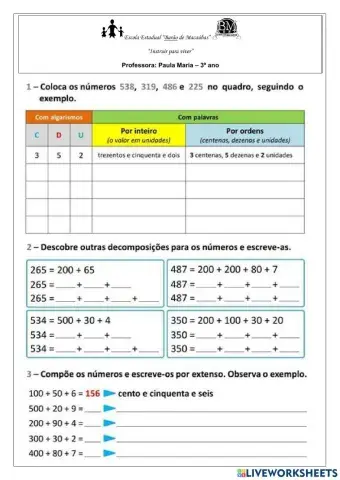 Composição e decomposição de números