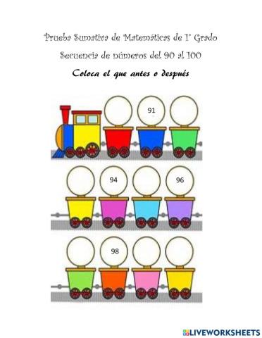 Secuencia de Números del 90 al 100