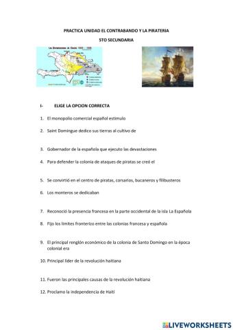 Practica sobre el Contrabando y la Division de la isla de Santo Domingo