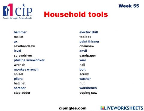 Household tools Week 55