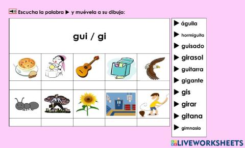 Gui-Gi: Coloca la palabra debajo de su dibujo