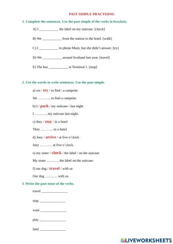 Past simple regular verbs