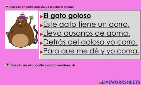 El gato goloso: Escucha